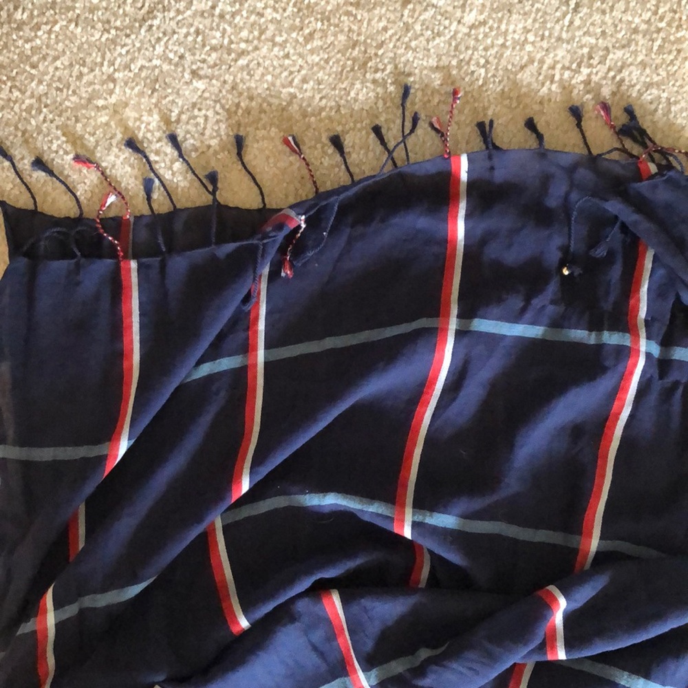 Abercrombie & Fitch Long Navy Blue Stripe Scarf - Picture 6 of 6
